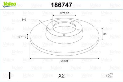 Brake Disc VALEO 186747