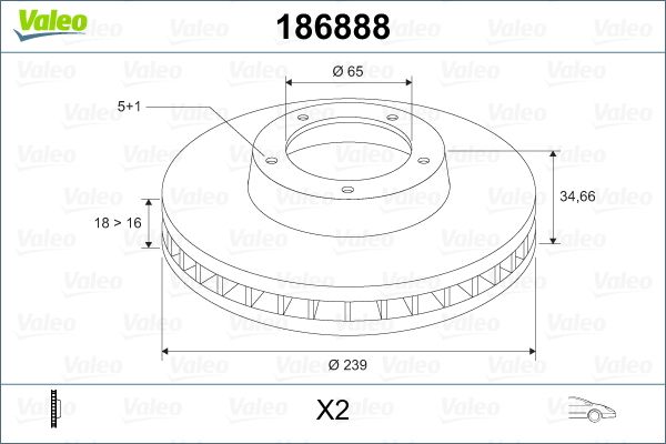 VALEO 186888 Brake Disc