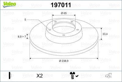 Brake Disc VALEO 197011