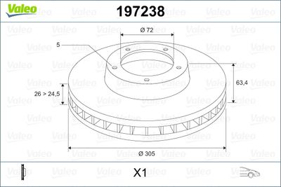 Brake Disc VALEO 197238