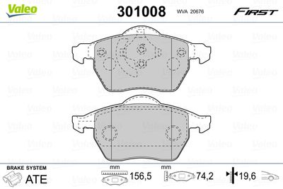 Brake Pad Set, disc brake VALEO 301008