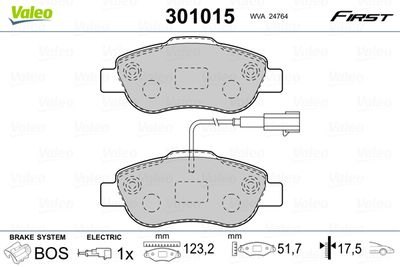 Brake Pad Set, disc brake VALEO 301015