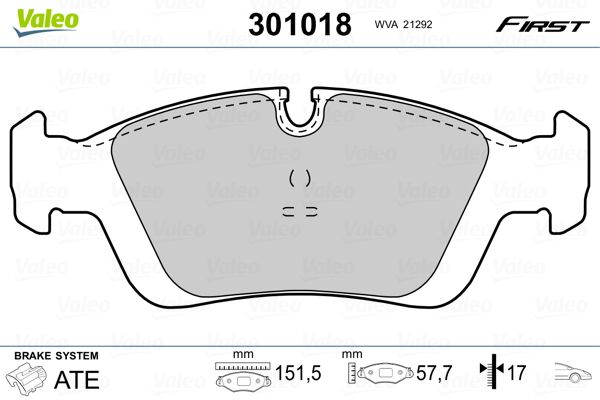 VALEO 301018 Brake Pad Set, disc brake