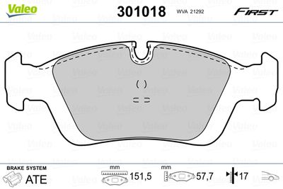 Brake Pad Set, disc brake VALEO 301018