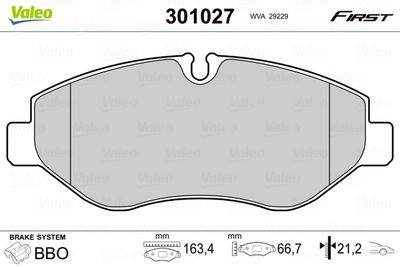 Brake Pad Set, disc brake VALEO 301027