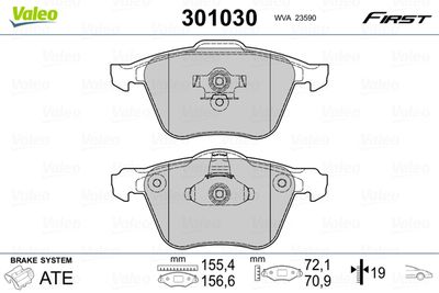 Brake Pad Set, disc brake VALEO 301030