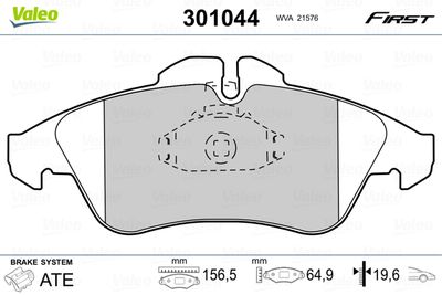 Brake Pad Set, disc brake VALEO 301044