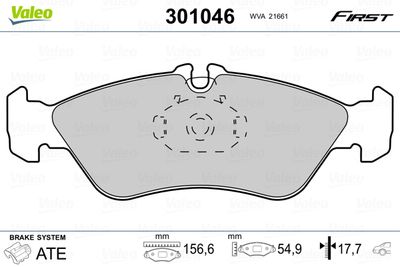 Brake Pad Set, disc brake VALEO 301046