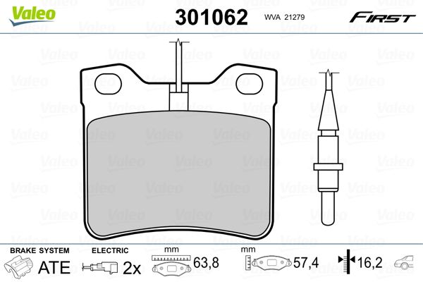 VALEO 301062 Brake Pad Set, disc brake