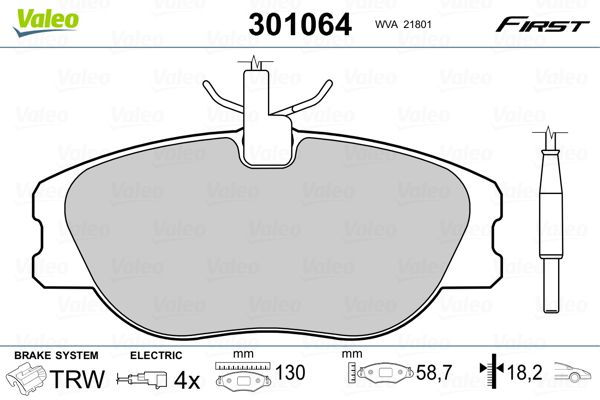 VALEO 301064 Brake Pad Set, disc brake