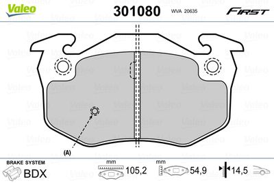 Brake Pad Set, disc brake VALEO 301080