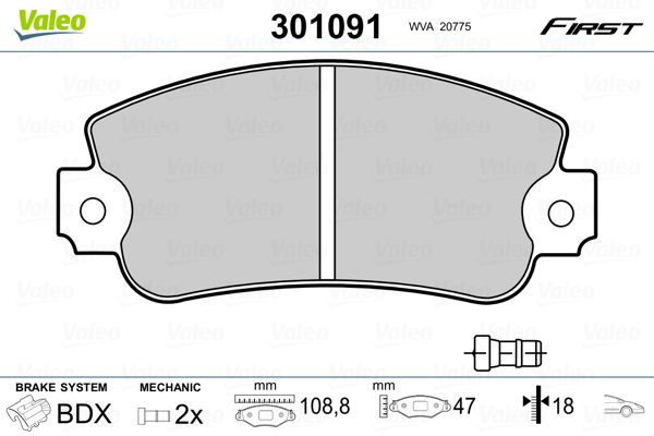 VALEO 301091 Brake Pad Set, disc brake