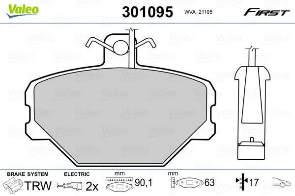 VALEO 301095 Brake Pad Set, disc brake