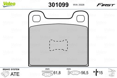 Brake Pad Set, disc brake VALEO 301099