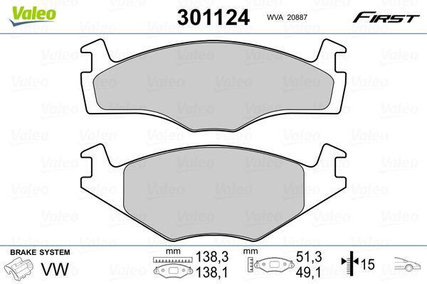 VALEO 301124 Brake Pad Set, disc brake