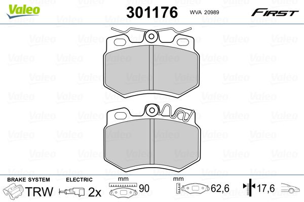 VALEO 301176 Brake Pad Set, disc brake