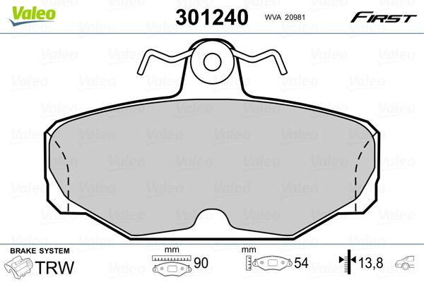 VALEO 301240 Brake Pad Set, disc brake