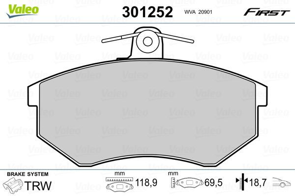 VALEO 301252 Brake Pad Set, disc brake