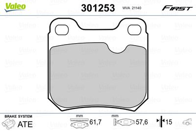 Brake Pad Set, disc brake VALEO 301253