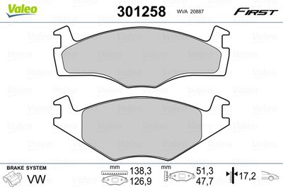 Brake Pad Set, disc brake VALEO 301258