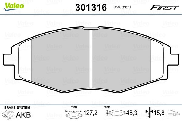 VALEO 301316 Brake Pad Set, disc brake