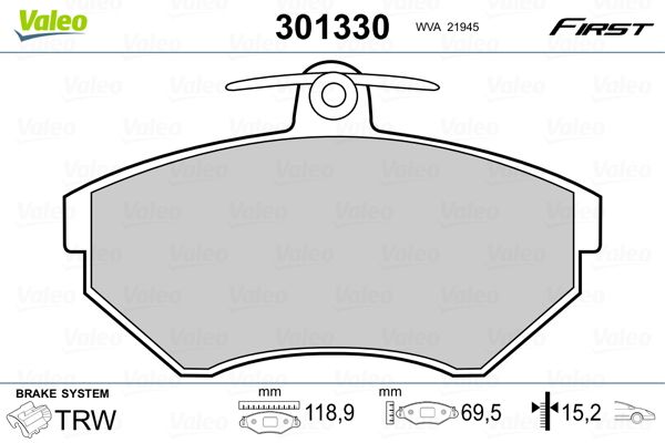 VALEO 301330 Brake Pad Set, disc brake