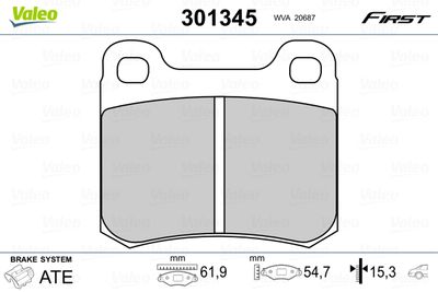 Brake Pad Set, disc brake VALEO 301345