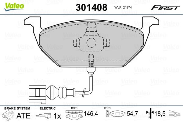 VALEO 301408 Brake Pad Set, disc brake