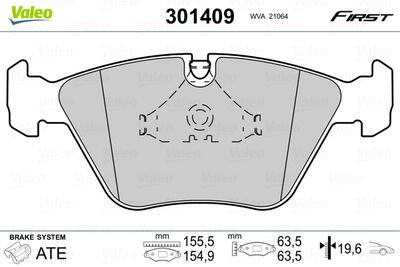 Brake Pad Set, disc brake VALEO 301409