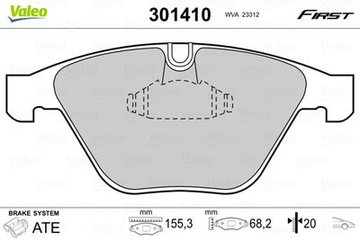 Brake Pad Set, disc brake VALEO 301410