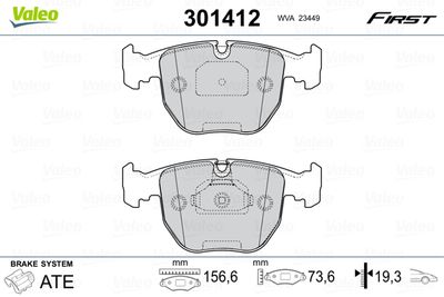 Brake Pad Set, disc brake VALEO 301412