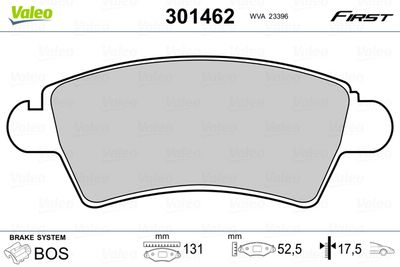 Brake Pad Set, disc brake VALEO 301462