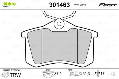 Brake Pad Set, disc brake VALEO 301463