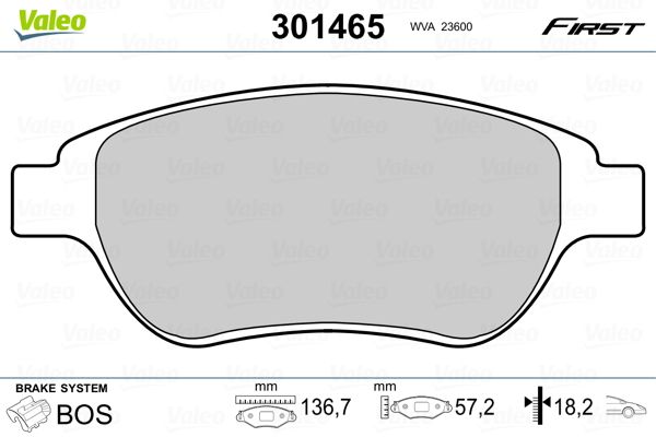 VALEO 301465 Brake Pad Set, disc brake