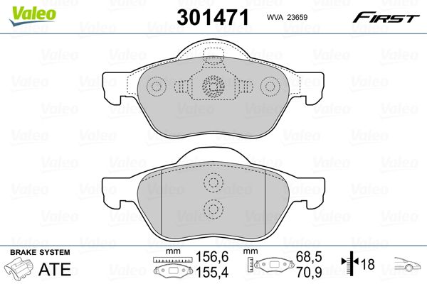 VALEO 301471 Brake Pad Set, disc brake