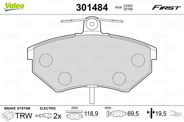 VALEO 301484 Brake Pad Set, disc brake