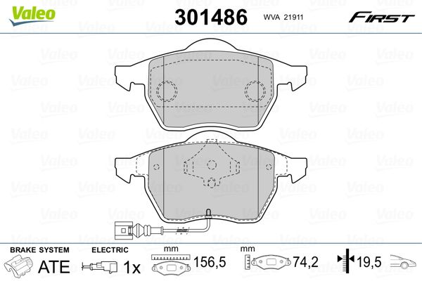 VALEO 301486 Brake Pad Set, disc brake