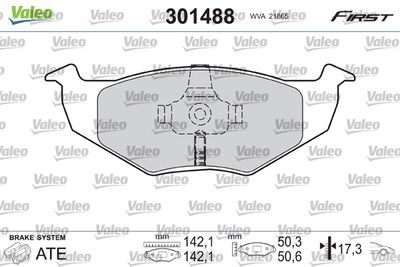 Brake Pad Set, disc brake VALEO 301488