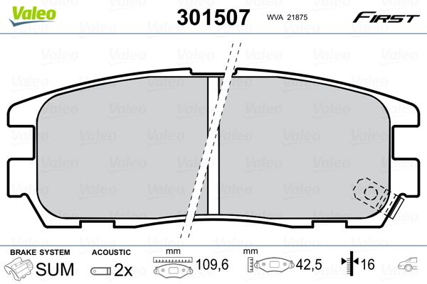 VALEO 301507 Brake Pad Set, disc brake