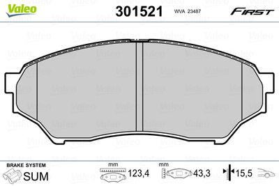 Brake Pad Set, disc brake VALEO 301521