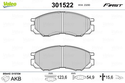 Brake Pad Set, disc brake VALEO 301522