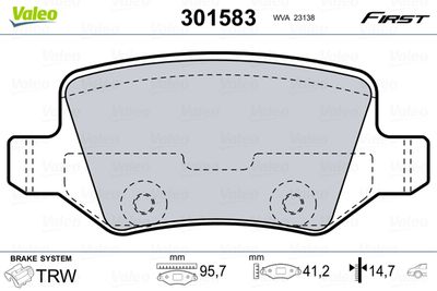 Brake Pad Set, disc brake VALEO 301583