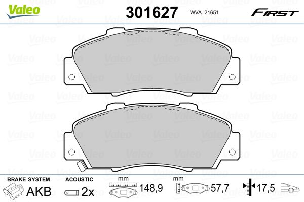 VALEO 301627 Brake Pad Set, disc brake