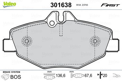 Brake Pad Set, disc brake VALEO 301638