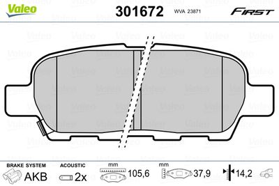 Brake Pad Set, disc brake VALEO 301672