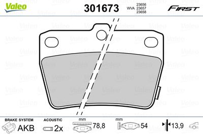 Brake Pad Set, disc brake VALEO 301673