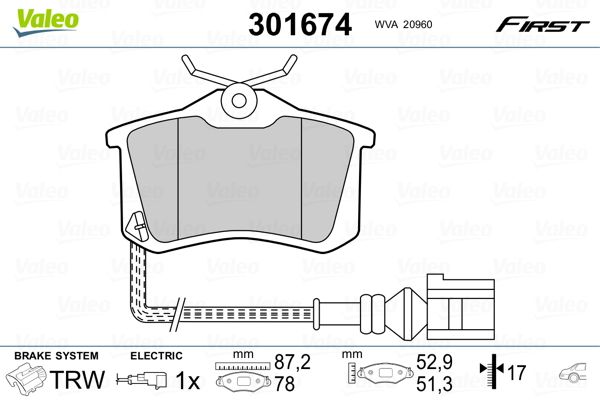 VALEO 301674 Brake Pad Set, disc brake