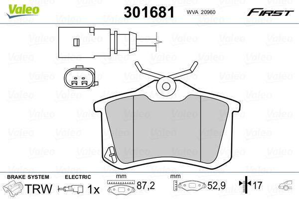 VALEO 301681 Brake Pad Set, disc brake