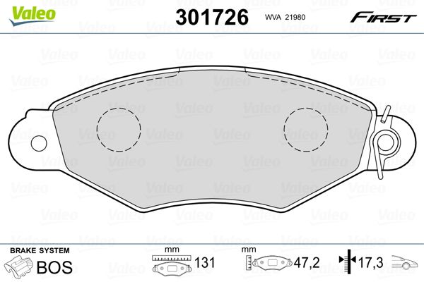 VALEO 301726 Brake Pad Set, disc brake