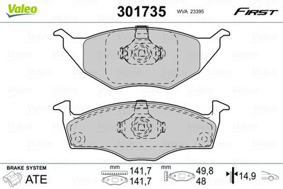 Brake Pad Set, disc brake VALEO 301735